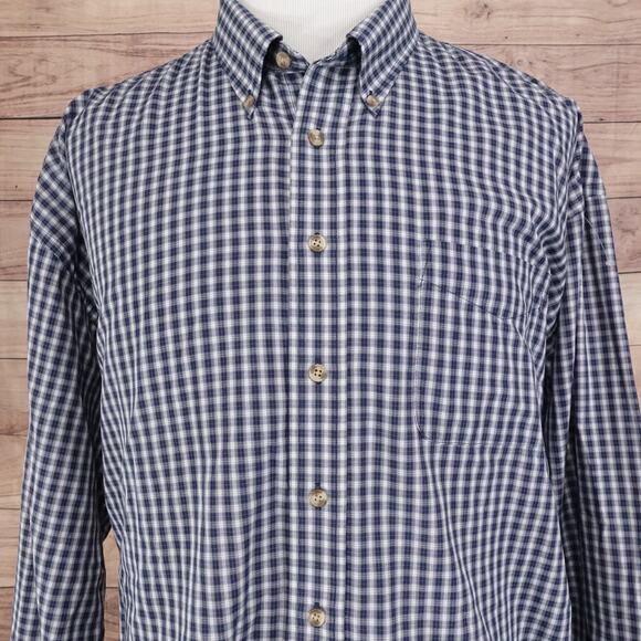 VAN HEUSEN WRINKLE FREE BROADCLOTH BLUE PLAID BUTTON DOWN SHIRT MENS SZ XXL 2XL - Picture 1 of 6